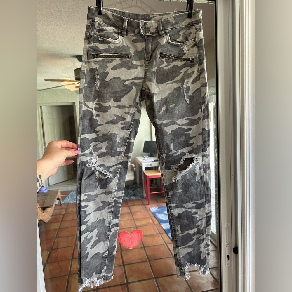 Zara Basic Gray Camouflage Denim - image 4